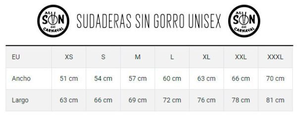 Medidas Sudaderas sin gorro kbastinazo